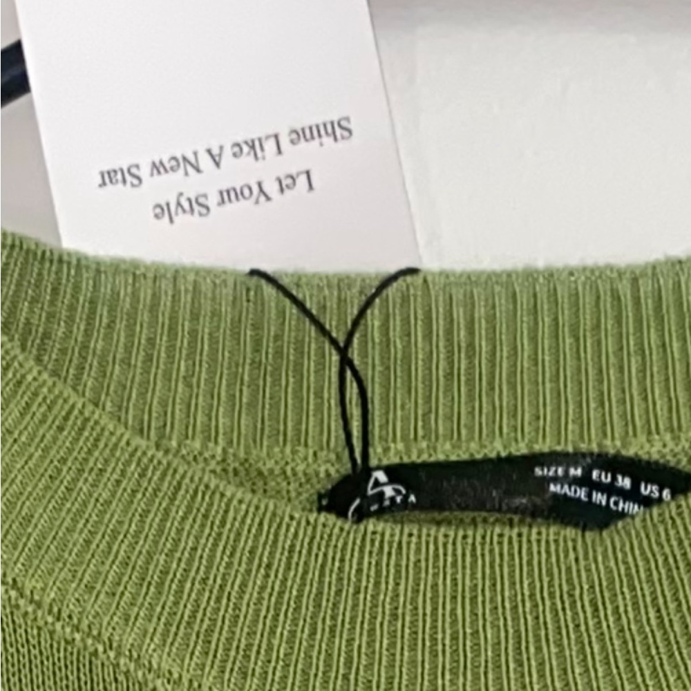 Zara Olive Green Crew Neck Sweater